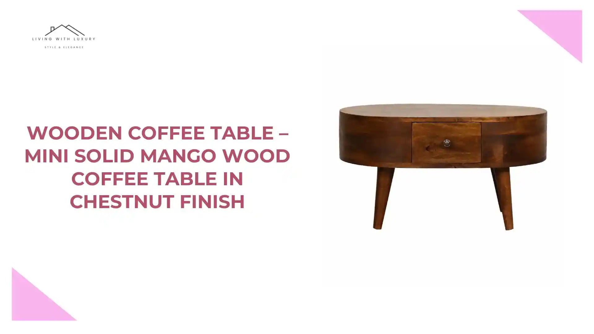 Wooden Coffee Table &ndash; Mini Solid Mango Wood Coffee Table in Chestnut Finish by@Outfy