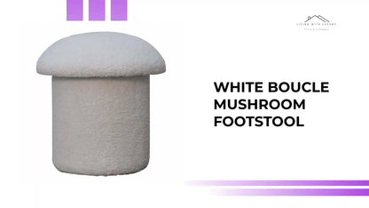 White Boucle Mushroom Footstool by@Outfy