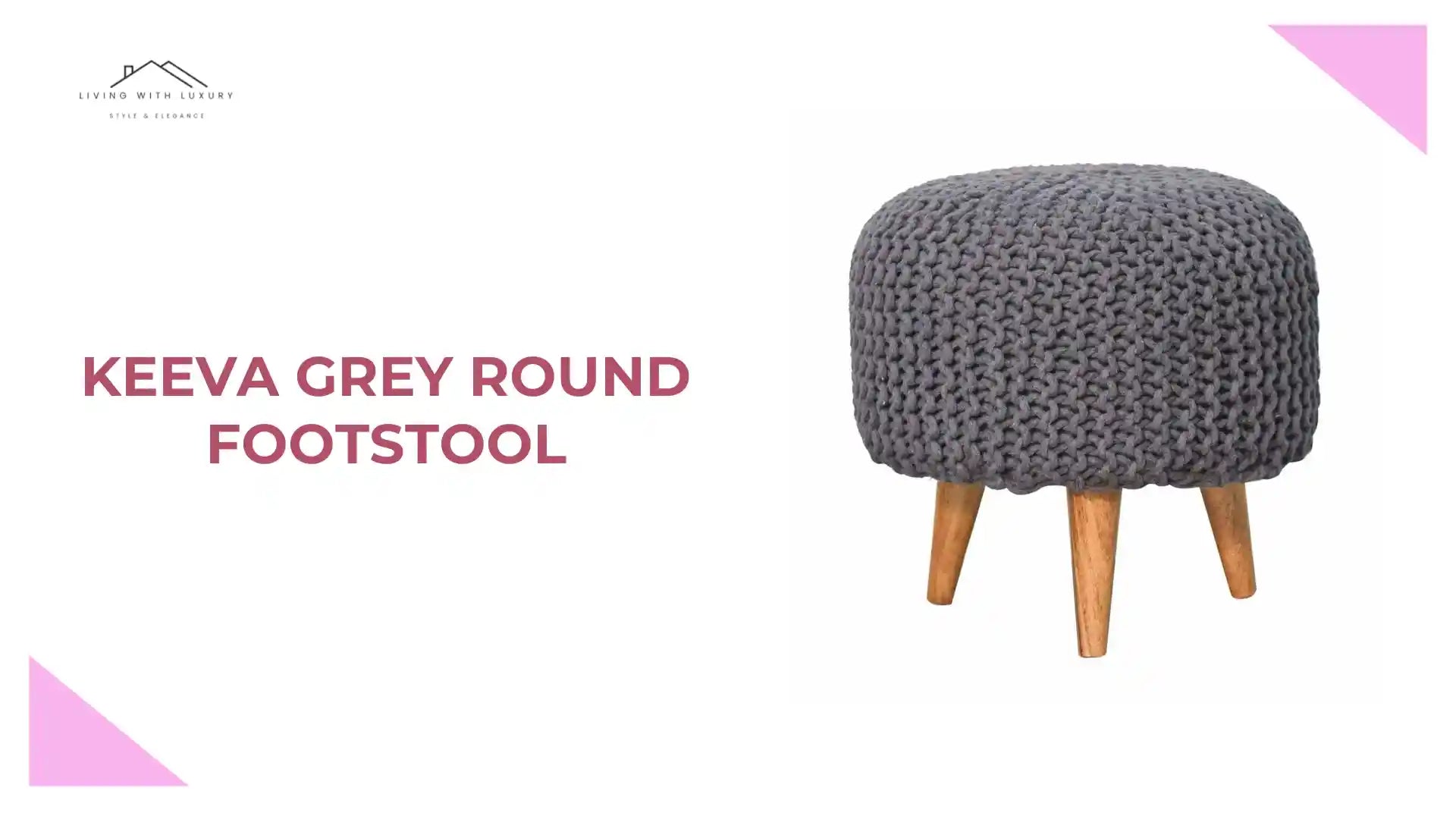 Keeva Grey Round Footstool by@Outfy
