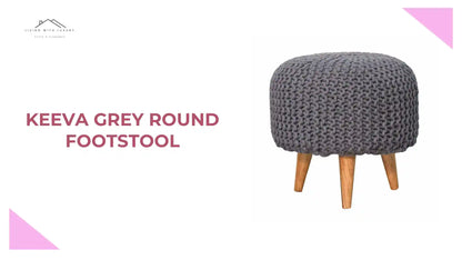 Keeva Grey Round Footstool by@Outfy