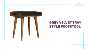 Grey Velvet Tray Style Footstool by@Outfy