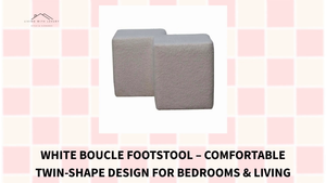 White Boucle Footstool &ndash; Comfortable Twin-Shape Design for Bedrooms &amp; Living Rooms by@Outfy