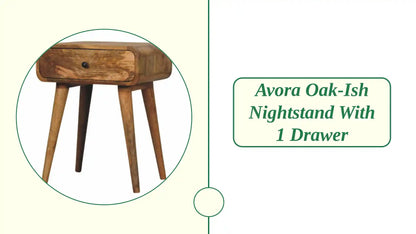 Avora Oak-ish Nightstand with 1 drawer by@Outfy