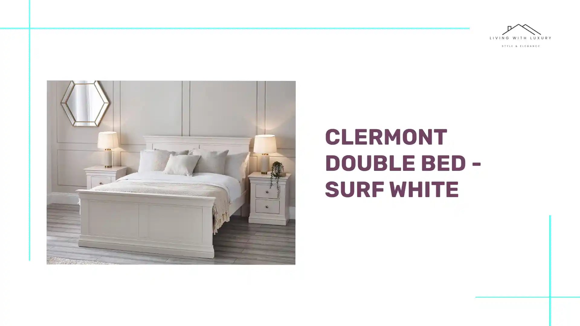 Clermont Double Bed - Surf White by@Outfy