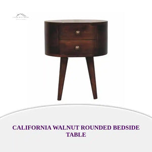 California Walnut Rounded Bedside Table by@Outfy