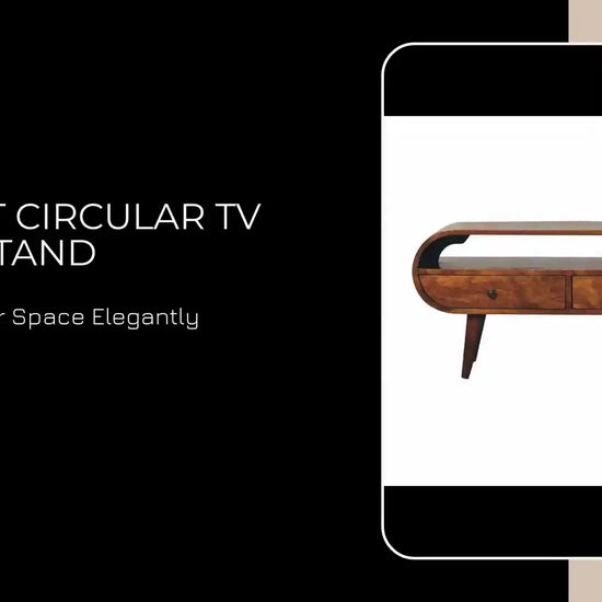 Chestnut Circular TV Stand by@Outfy