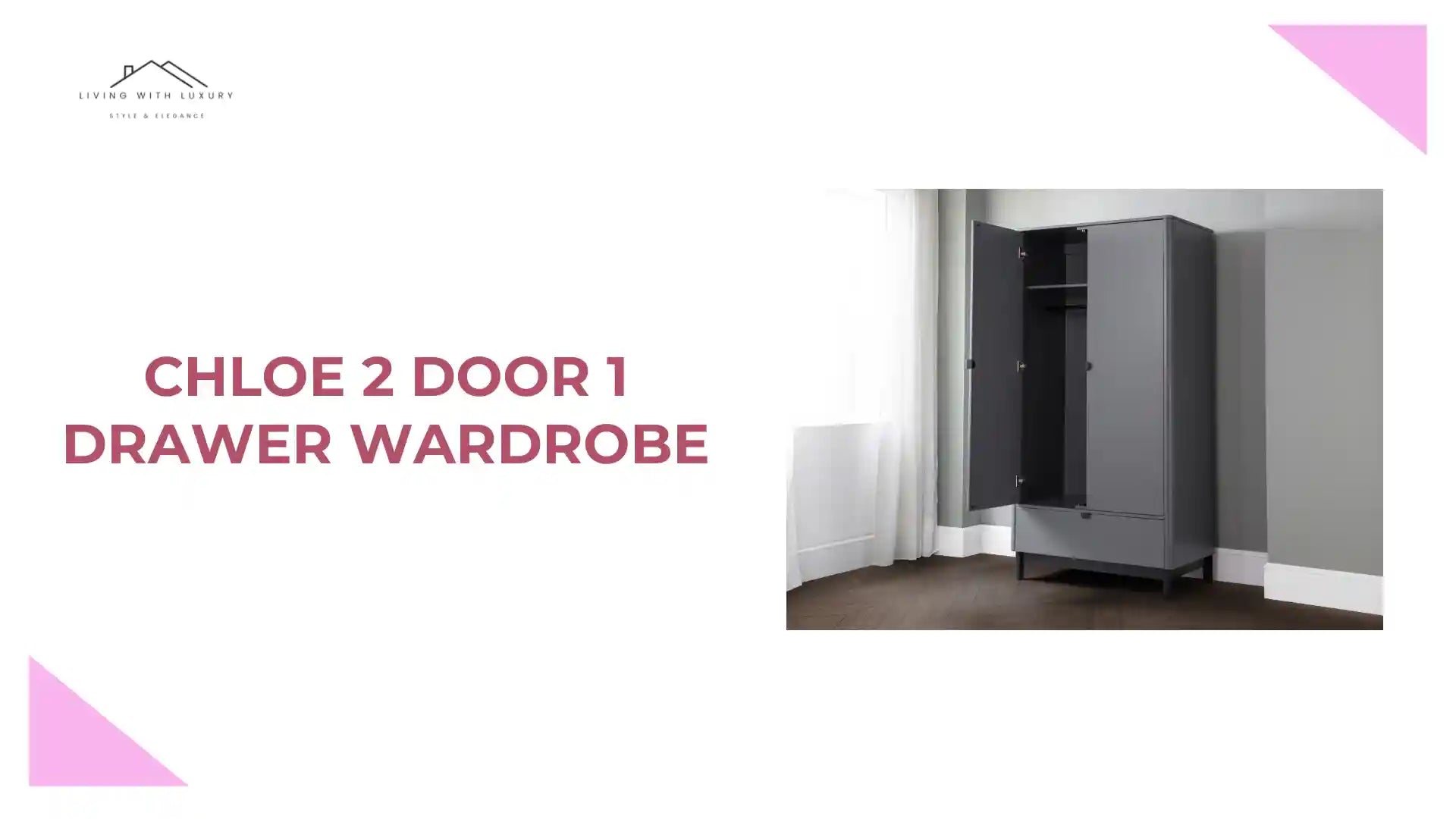 Chloe 2 Door 1 Drawer Wardrobe by@Outfy