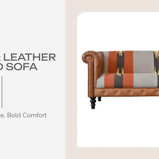 Durrie &amp; Leather Mixed Sofa by@Outfy