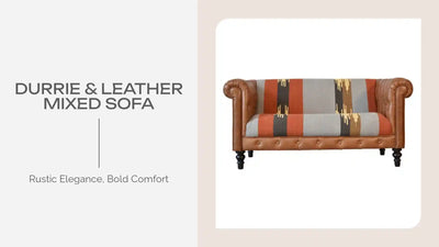 Durrie & Leather Mixed Sofa by@Outfy