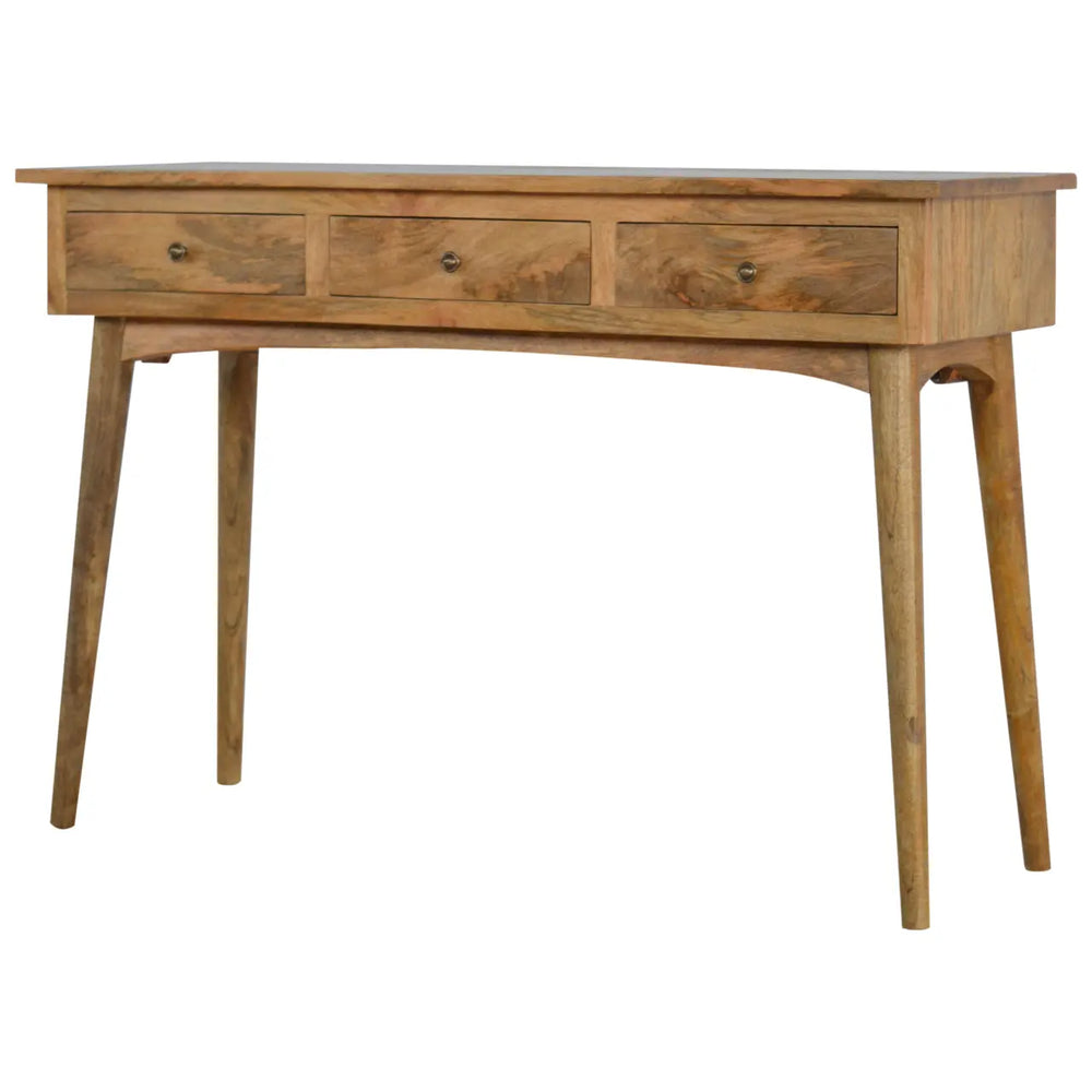 Console Table with Storage - 3 Drawer Nordic Design with Solid Mango Wood