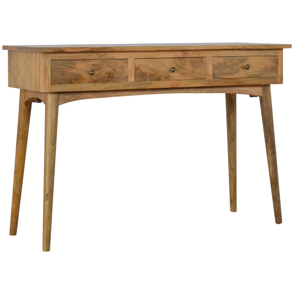 Console Table with Storage - 3 Drawer Nordic Design with Solid Mango Wood