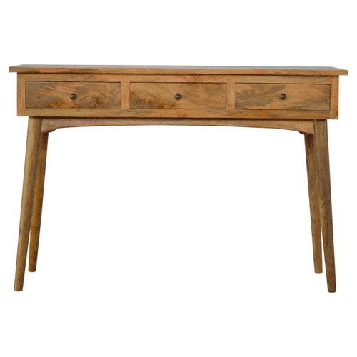 Console Table with Storage - 3 Drawer Nordic Design with Solid Mango Wood