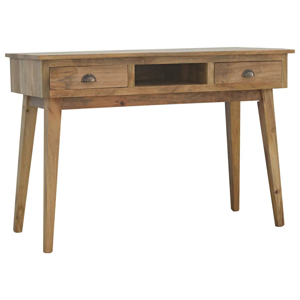 2 Drawer Shell Writing Desk | Modern Solid Wood Desk for Home Office