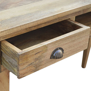 2 Drawer Shell Writing Desk | Modern Solid Wood Desk for Home Office