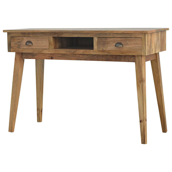 2 Drawer Shell Writing Desk | Modern Solid Wood Desk for Home Office