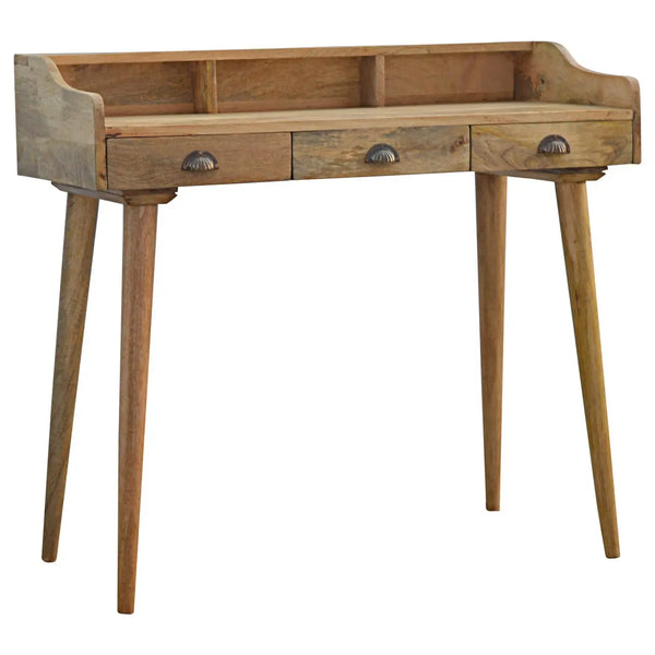 Gallery Back Shell Writing Desk – Modern, Premium Solid Wood Desk for Home Office