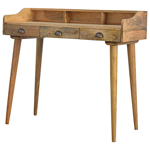 Gallery Back Shell Writing Desk – Modern, Premium Solid Wood Desk for Home Office