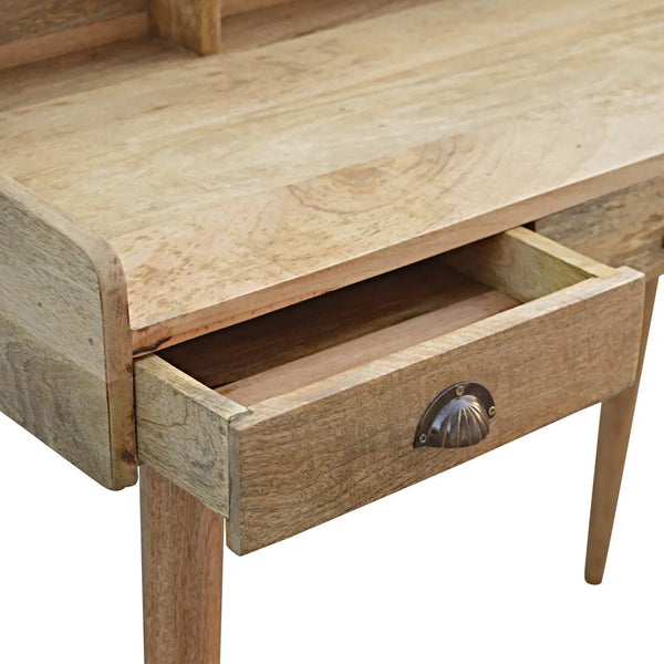 Gallery Back Shell Writing Desk – Modern, Premium Solid Wood Desk for Home Office