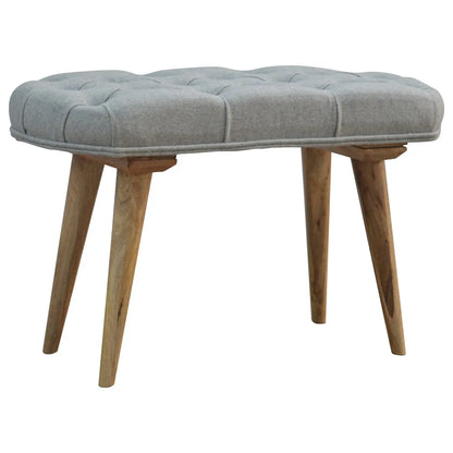 Deep Button Grey Tweed Bench - Living with Luxury