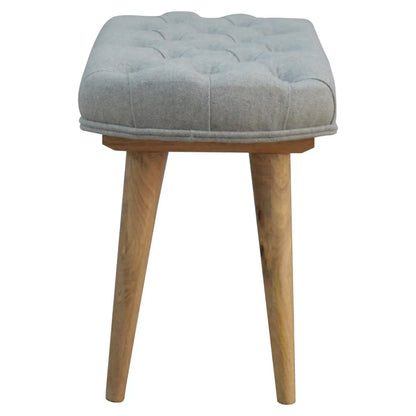 Deep Button Grey Tweed Bench - Living with Luxury