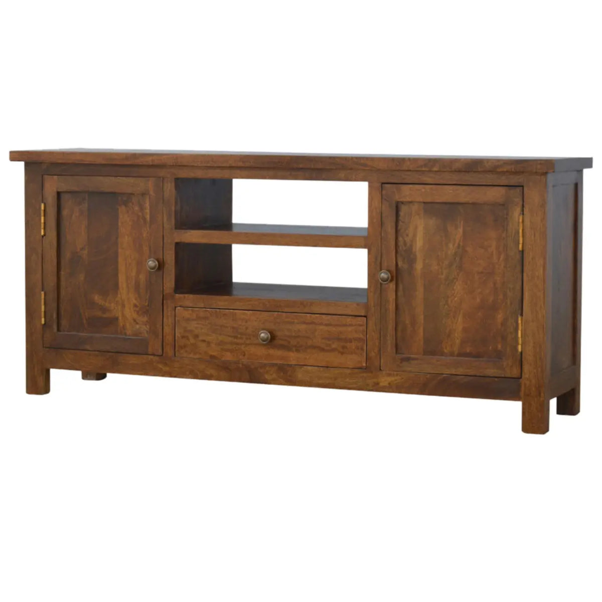 Solid Timber Media Unit – Light Walnut Finish