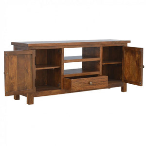 Solid Timber Media Unit – Light Walnut Finish
