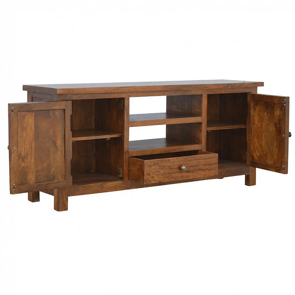 Solid Timber Media Unit – Light Walnut Finish