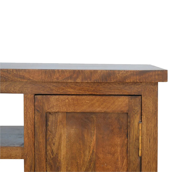 Solid Timber Media Unit – Light Walnut Finish