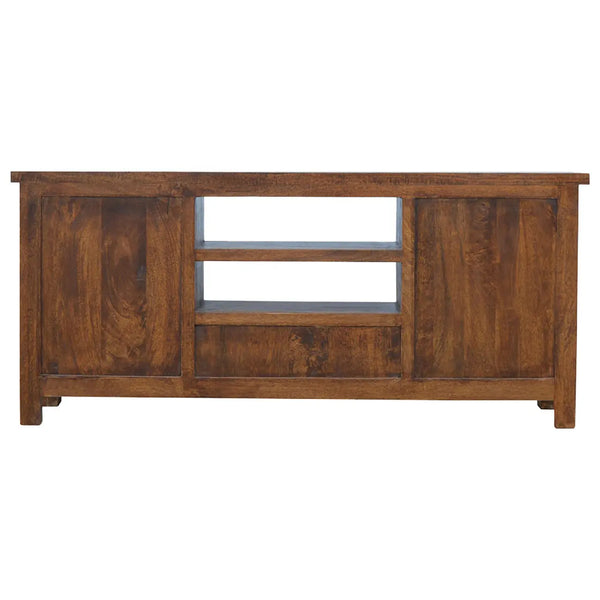 Solid Timber Media Unit – Light Walnut Finish