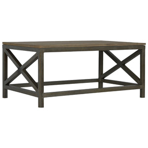 Industrial Cross Metal Oatmeal Coffee Table - Living with Luxury