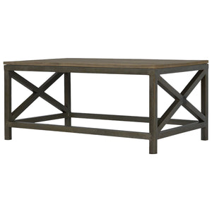Industrial Cross Metal Oatmeal Coffee Table - Living with Luxury