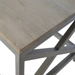 Industrial Cross Metal Oatmeal Coffee Table - Living with Luxury