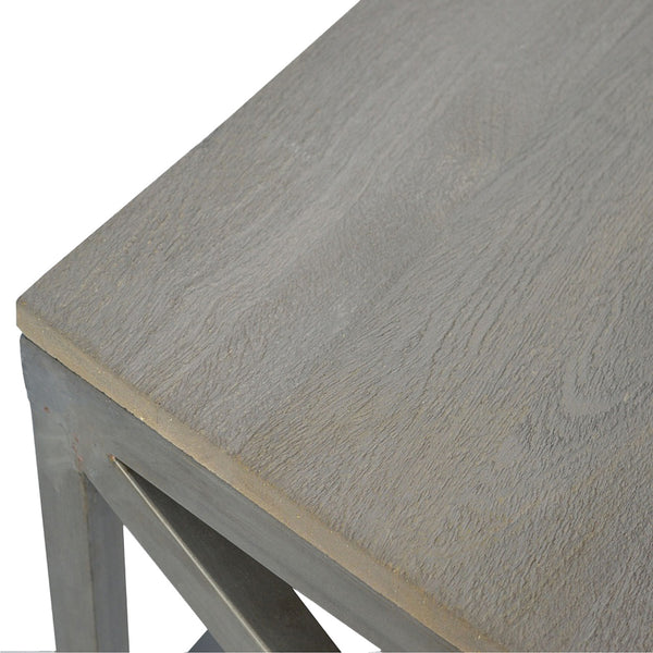 Industrial Cross Metal Oatmeal Coffee Table - Living with Luxury