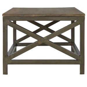 Industrial Cross Metal Oatmeal Coffee Table - Living with Luxury
