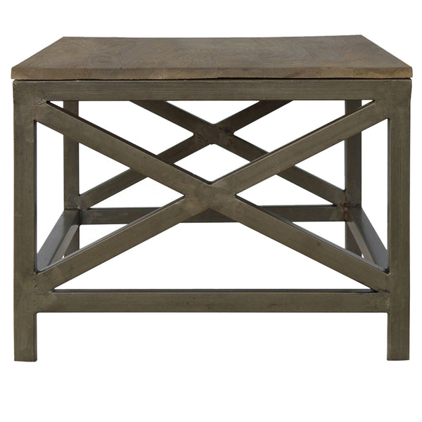 Industrial Cross Metal Oatmeal Coffee Table - Living with Luxury