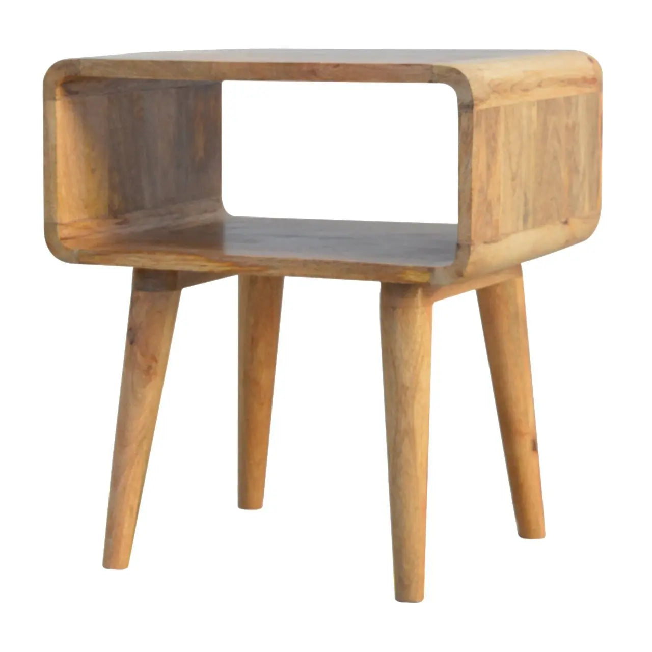 Curved Open Bedside Table – Elegant Functional Storage Solution