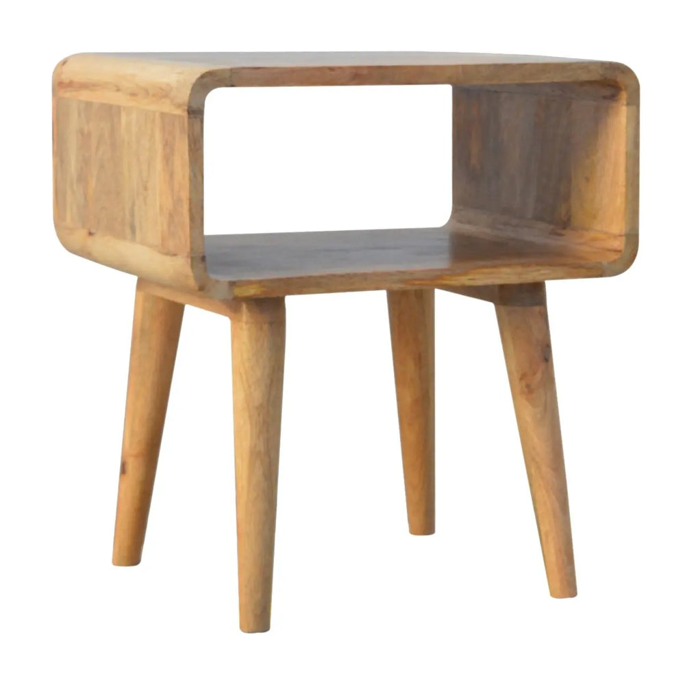Curved Open Bedside Table – Elegant and Functional Storage Solution