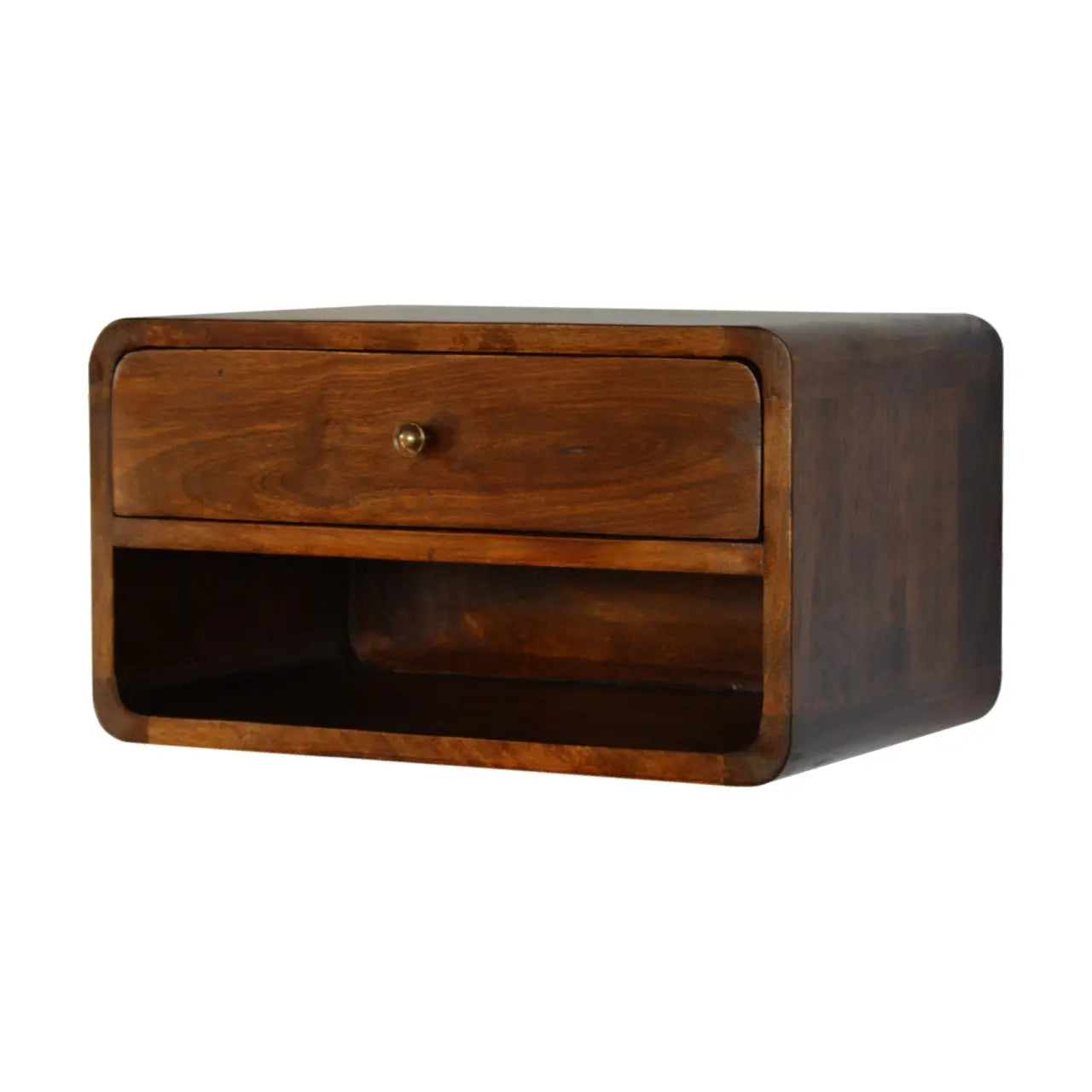 Chestnut Curve Floating Bedside – Modern Space Saving Bedside Solution