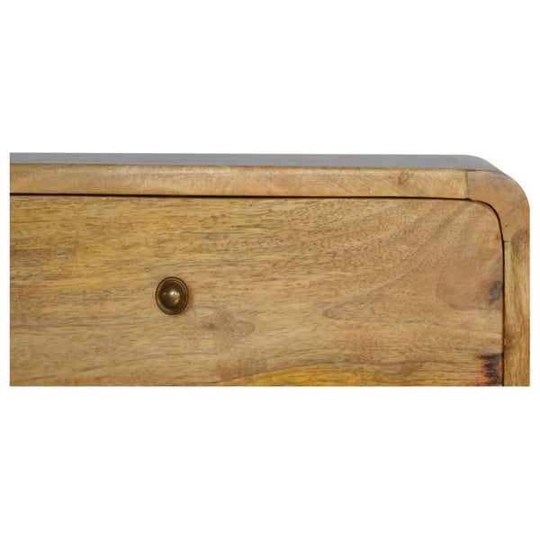 Solid Mango Wood Oak-Ish 2 Drawer Floating Bedside Table