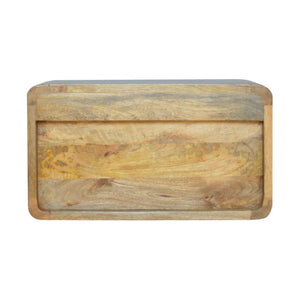 Solid Mango Wood Oak-Ish 2 Drawer Floating Bedside Table