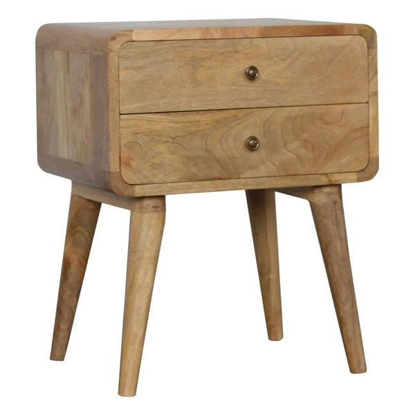 Curved Oak-ish Bedside – Premium Compact Table with Storage