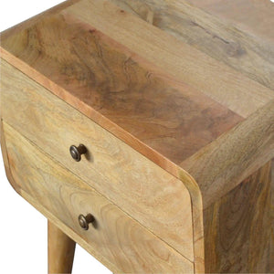 Curved Oak-ish Bedside – Premium Compact Table with Storage