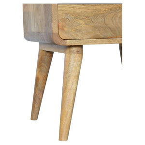 Curved Oak-ish Bedside – Premium Compact Table with Storage