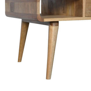 Curved Oak-Ish Coffee Table – 100% Solid Mango Wood with Storage
