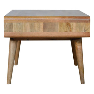 Curved Oak-Ish Coffee Table – 100% Solid Mango Wood with Storage