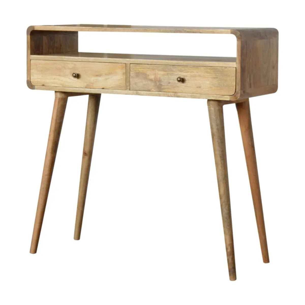 Curved Oak ish Console Table