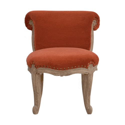 Brick Red Velvet Studded Chair