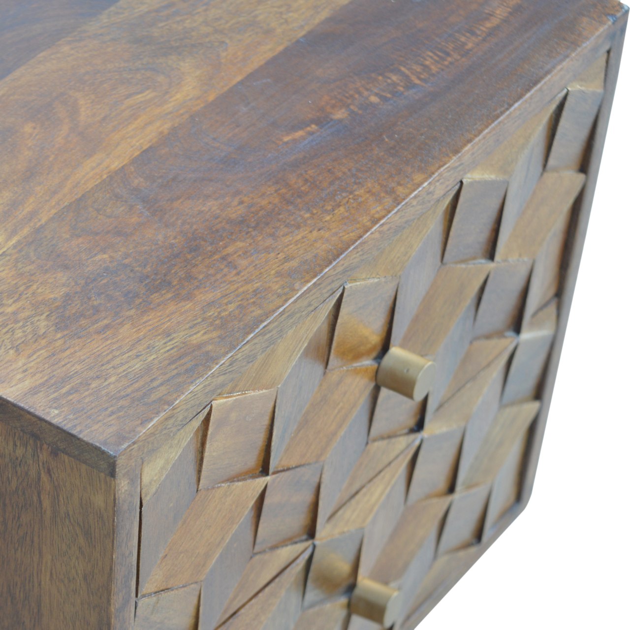 Chestnut Cube Carved Bedside - Living with Luxury