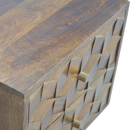 Chestnut Cube Carved Bedside - Living with Luxury