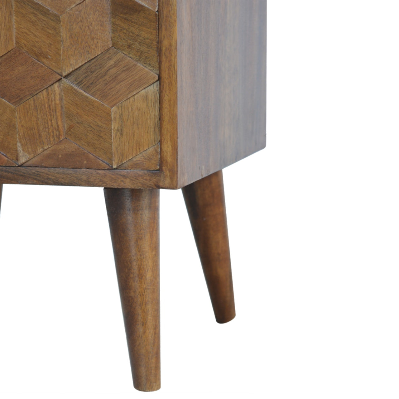Chestnut Cube Carved Bedside - Living with Luxury